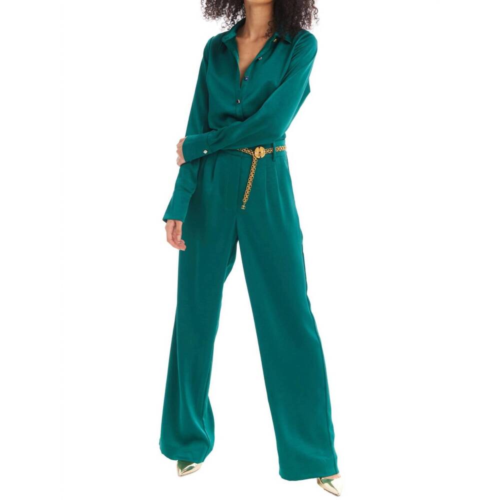 NEW ALLISON NEW YORK joan satin pants in emerald - Picture 5 of 8